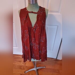 Free People Rust Floral Sleeveless Top